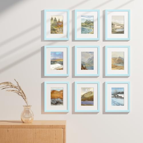 8x10 Picture Frames Set of 9 for Wall Mount & Tabletop (9 Count)