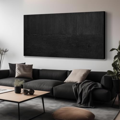 Extra Large Wall Art For Living Room Abstract Painting Wall Decor For Office Black Canvas Wall Art For Hotel 36 x 72 Inch