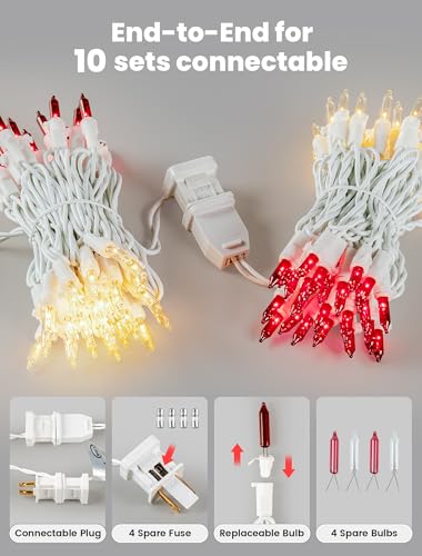 Red and Clear Christmas Lights (13 Foot)