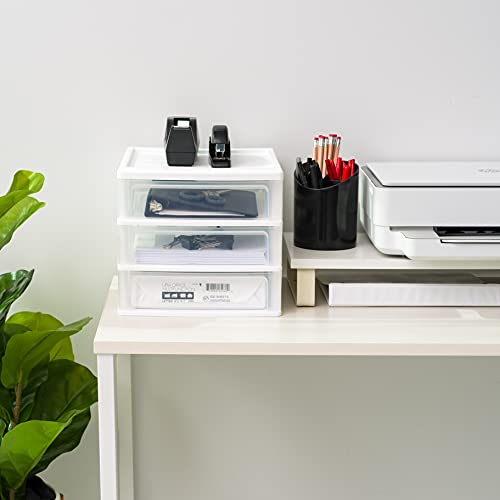 2-Pack, 3-Drawer Medium Plastic Stacking Desktop Organizer, White (2 Count)