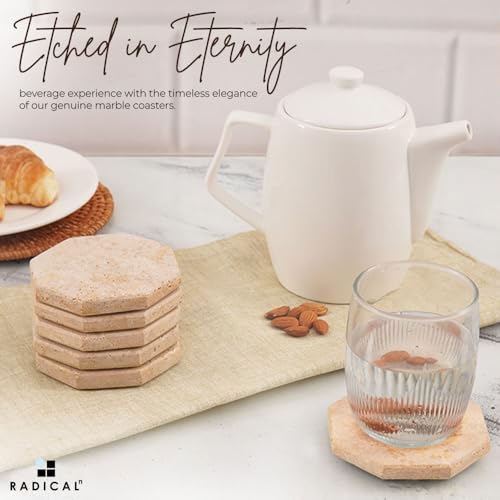Star Marble Stone Coasters Set of 6 Travertine Drink Coaster