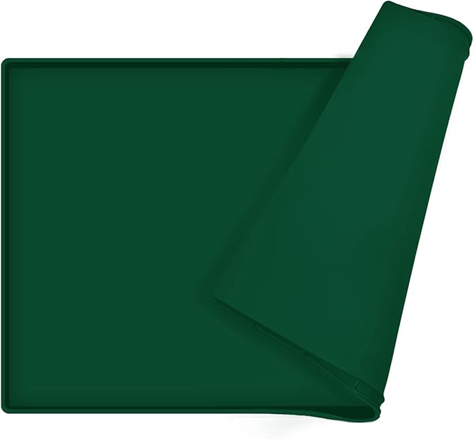 Dog Food Mat,Silicone Waterproof Food Tray,Non Slip Pet Bowl Mats Placemat,1" Raised Edge,Suitable for Most Small and Medium Sized Pets,32" x 24"