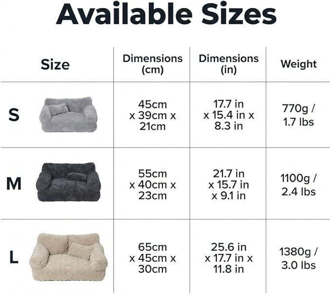 Plush Calming Pet Sofa Bed, Raised Rim, Removable Cover & Non-Slip Bottom for Cats & Dogs, Calming Dog Bed Fluffy Plush Dog Mat for Furniture Protector with Removable Washable Cover (Khaki, Large)