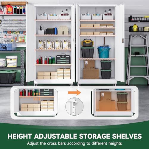 Metal Garage Storage Cabinets with Lock Door and Adjustable Shelves