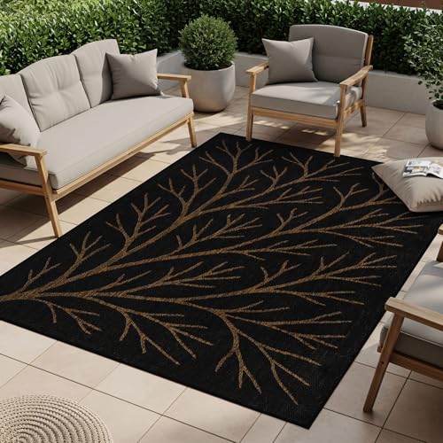 Washable Indoor Outdoor Rug 10x14 Modern Area Rugs Branch Pattern Non Shedding Waterproof Easy Clean Patio Deck Porch Living Room Bedroom Garden RV (140 Sq Ft)