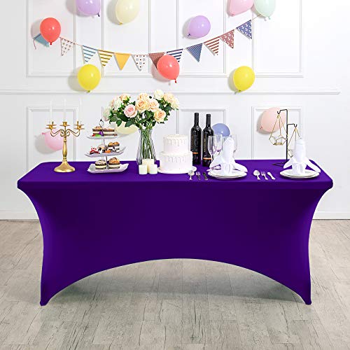 2Pack Spandex Table Cover for 4FT or 6ft or 8ft Table Universal Fitted Stretch Tablecloth for Party (2 Count)