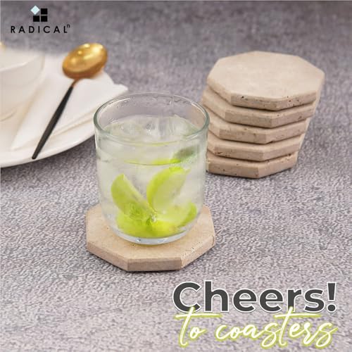 Star Marble Stone Coasters Set of 6 Travertine Drink Coaster