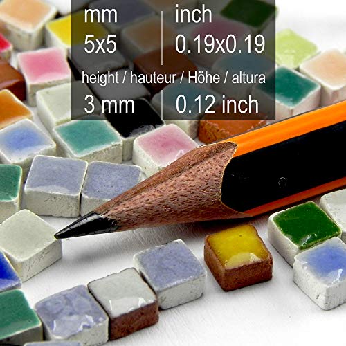 Art Supplies 1000 Square Mosaic Tiles Bulk 0.19 inch 5 mm 0.5 cm Mix Orange