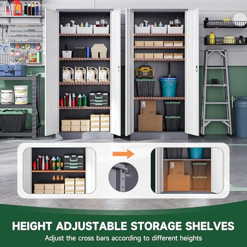 Metal Garage Storage Cabinets with Lock Door and Adjustable Shelves