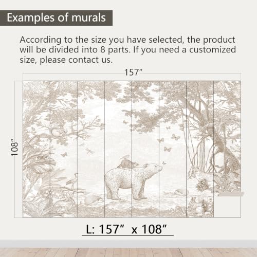 Beige Jungle Peel and Stick Wallpaper Safari Murals for Nursery