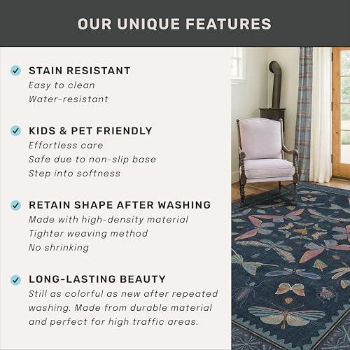Vintage Dark Blue 4ft Round Area Rug (12.57 Sq Ft)