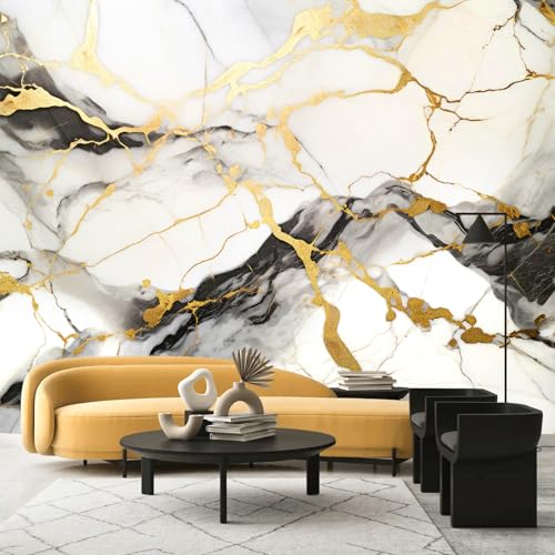 Black and Gold Marble Wallpaper Peel and Stick Abstract Wall Mural