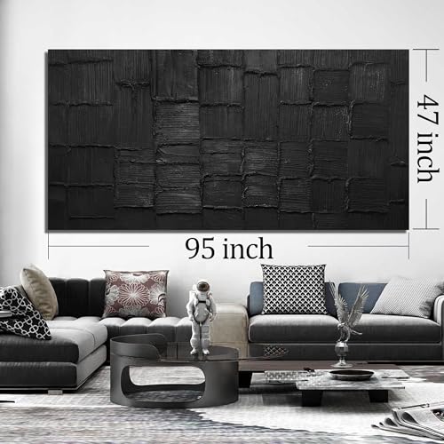 Abstract Canvas Wall Art for Living Room Large Size Black Art Paintings for Wall Huge Canvas Wall Decor 47 x 95 Inch