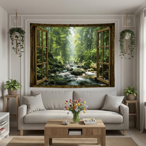 Window Forest Tapestry 48x36 Inch