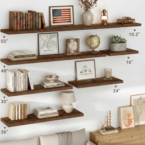10 Inch Deep Floating Shelves for Wall 48” Set of 2 (2 Count)