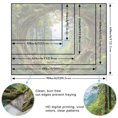 Green Nature Forest Tapestry 48x36 Inch