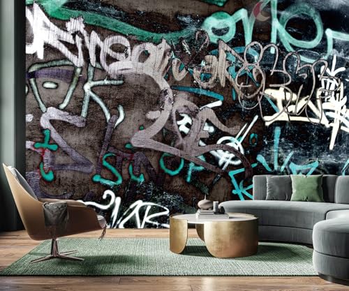 Black and White Art Graffiti Wallpaper wall murals for Bathroom 114"x74"