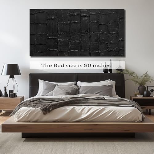 Large Abstract Painting Wall Decor for Living Room Black Canvas Wall Art for Dining Room 3D Wall Art for Office 40 x 80 Inch
