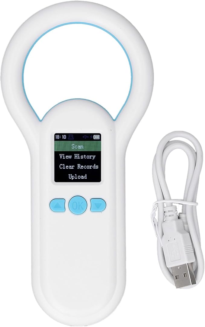 Drfeify S20 Pet Microchip Scanner, ABS Material, Fast Recognition and 500 Records Storage for Animal Management and Pet Identification