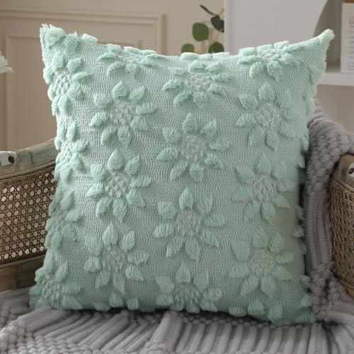 Spring Summer Pillow Covers 18x18 inch Set of 2 Green Sunflower (2 Count)