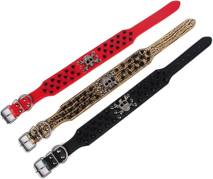 Serijoars Spiked Studded Dog Collar, PU Leather Dog Collar, Adjustable Pet Collars for Medium or Large Breed Pet (XL, Leopard2)