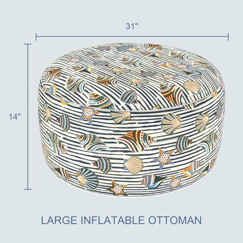 Indoor Outdoor Large Inflatable Ottoman Pouf D31 x H14 Inch