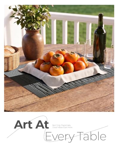 Grey with White Striped Placemats Set of 6 (6 Count)