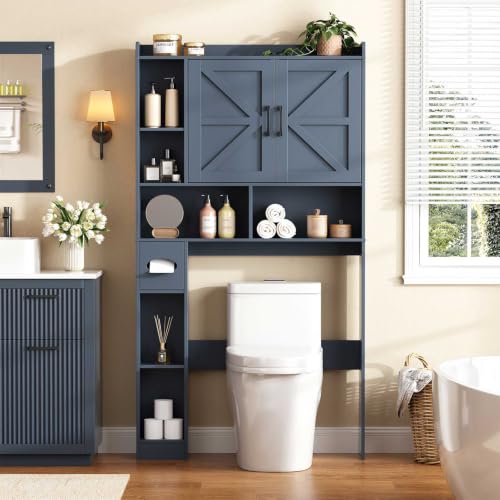 Over The Toilet Storage Cabinet with 2 Barn Doors