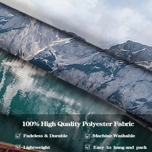 Nature Mountain Lake Boat Tapestry 90x68 Inch