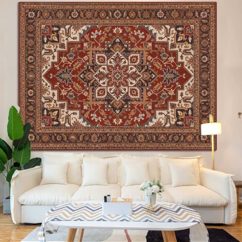 Vintage Floral Tapestry Wall Hanging Hippie Indian Bohemian Mandala Tapestry Aesthetic Retro Oriental Brown Large Tapestries for Mural Bedroom Living Room Dorm Decor 80 x 60 Inch