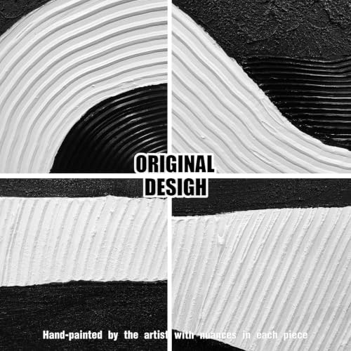 Black And White Abstract Wall Art For Office 2 Piece 3D Wall Decor For Bedroom 24 X 47 Inch