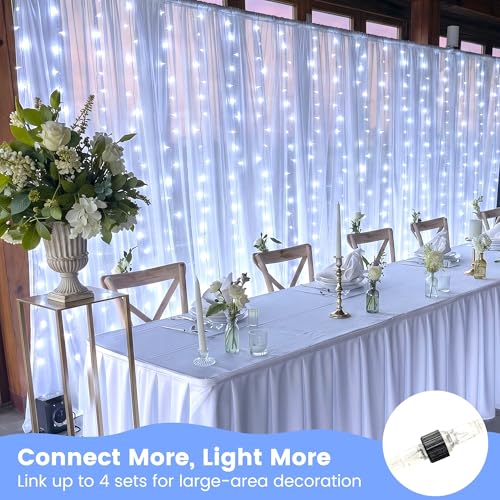 6.6FT x 6.6FT Cool White Curtain Lights Plug in