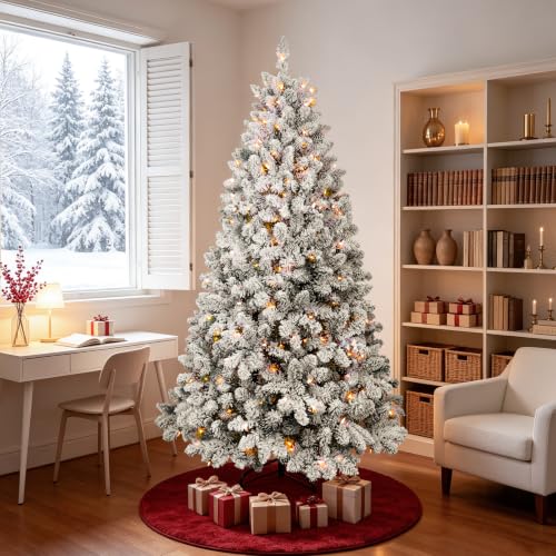 4.5 ft Prelit Flocked Christmas Tree