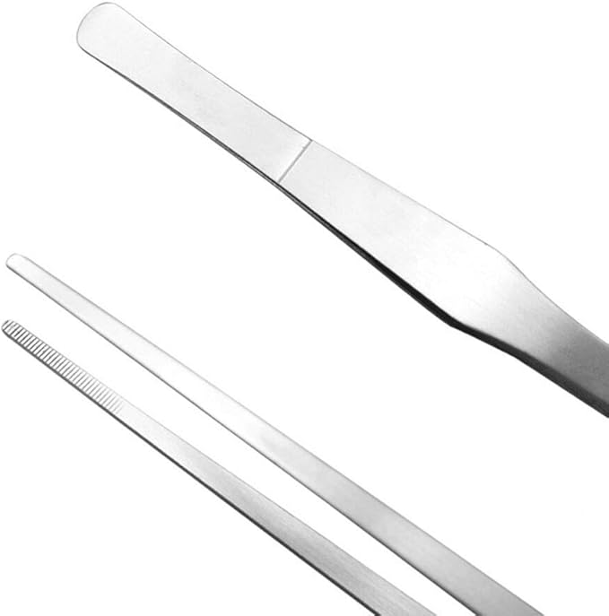 Feeding Tongs 2pcs Stainless Steel Aquarium Long Tweezers 27cm/10.6 inches Straight Curved Tweezers for Fish Tank Aquatic Plants Reptile Lizard Gecko Snake Spider Bird