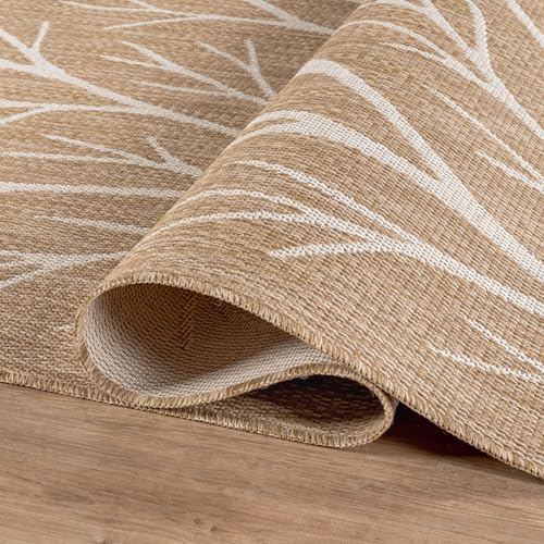 Washable Indoor Outdoor Rug 8x10 Modern Area Rugs Branch Pattern Non Shedding Waterproof Easy Clean Patio Deck Porch Living Room Bedroom Garden RV (80 Sq Ft)