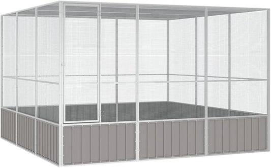 Steel Bird Cage, Large Flight King Bird Cage for Cockatiels African Grey Quaker Amazon Sun Parakeets Green Cheek Conures Pigeons Parrot Bird Cage Birdcage, Gray 119.1"x127.8"x83.3" -AA