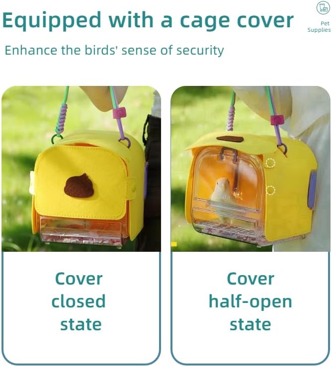 Portable Plastic Bird Cages Lightweight Waterproof Ventilated Travel Bird Cage for Pets Ideal for Outdoor Use Easy to Carry Bird Carrier Perfect for Small Birds and Budgies (Green)