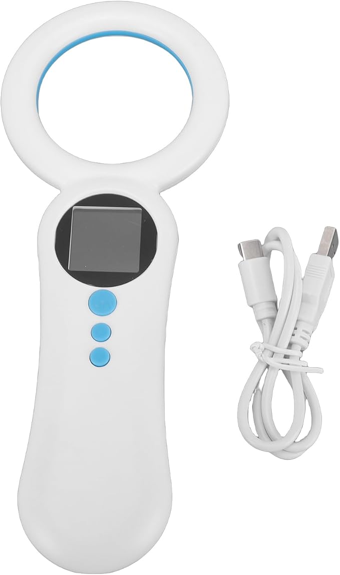 EBTOOLS Pet Microchip Scanner, ISO11784 11785 FDX B EMID Rechargeable Reader with 1.44in TFT Screen and 500 Storage Records, for Dog Cat Pig Animal