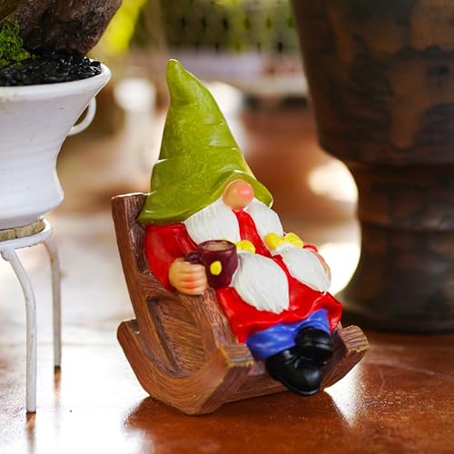 Drinking Coffee Faceless Garden Female Gnome Statue Decoration 6.5" Figurine Ornament for Indoor Outdoor Home Patio Yard Lawn