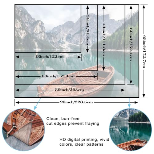 Nature Mountain Lake Boat Tapestry 60x44 Inch