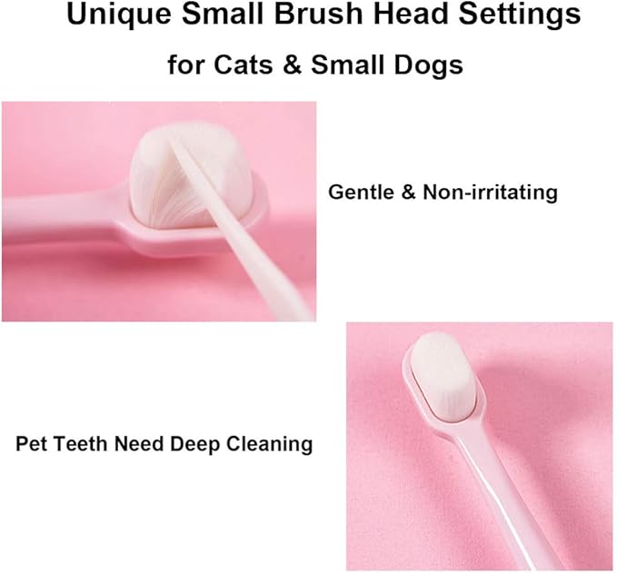 Cat Toothbrush, Soft Small Dog Dental Toothbrush Silicone, Easy Teeth Cleaning Head, Pet Deep Clean Dense Brush, Safe and Effective Oral Care, Brush Away Bad Breath, Easy to Handle, Blue