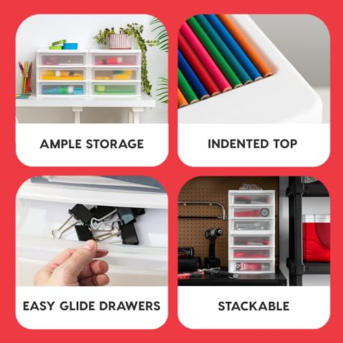 2-Pack, 3-Drawer Medium Plastic Stacking Desktop Organizer, White (2 Count)