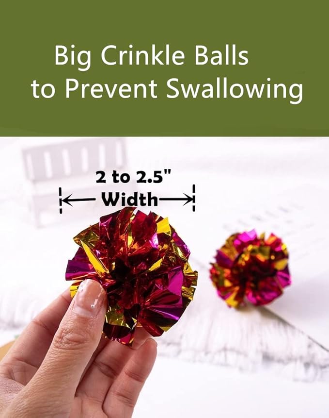 Original Mylar Crinkle Balls Cat Toys - 24 Pack