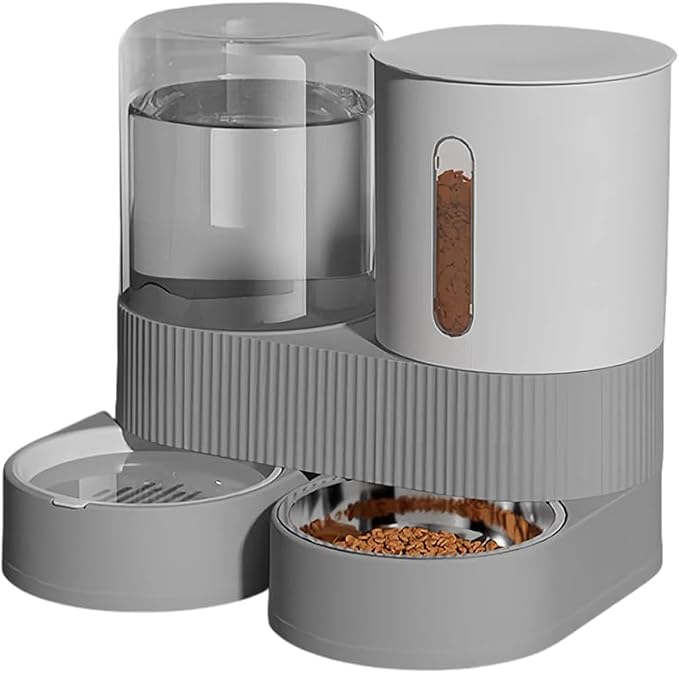 Gravity Cat Dog Feeder and Water Dispenser, 2 in 1 Automatic Cat Feeder with 360 Degree Rotatable, 2 Pack Large Capacity Self Feeding for Small Medium Dog Puppy Kitten