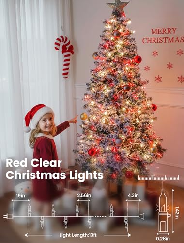 Red and Clear Christmas Lights (13 Foot)