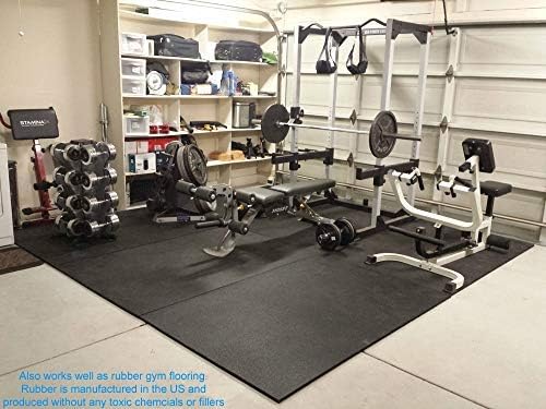American Heavy Duty Stable/Horse Tiles - Thick, Durable Rubber Flooring - Solid Black 12' x 20' Set - 60 Tiles Total (1/2" Thick)