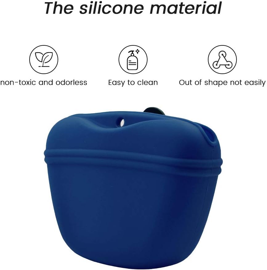 AUDWUD Silicone Dog Treat Pouch,Clip on Portable Training Container,Convenient Magnetic Buckle Closing and Waist Clip,No BPA