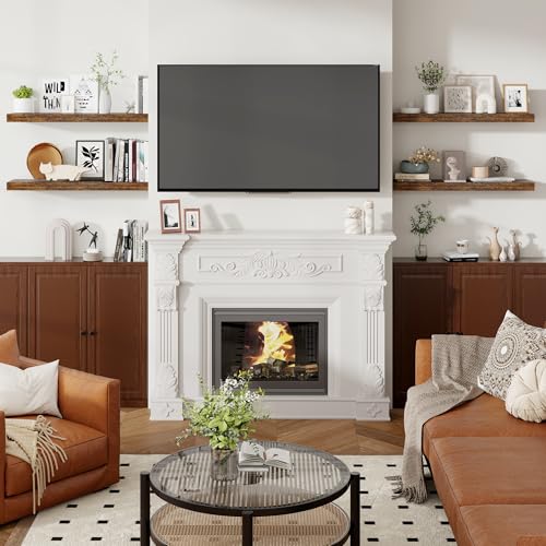 48 Inch Floating Shelves for Wall 8 Inch Deep Rustic Brown Shelves Set of 2 (2 Count)