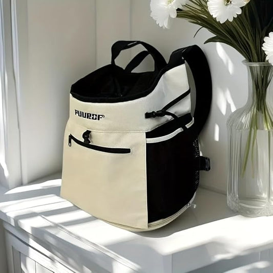 Backpack for Dog Accessories Small Dog cat go Out Bag Break Free Walk Dog Dirty pet Backpack Car Bag (Beige, Small)