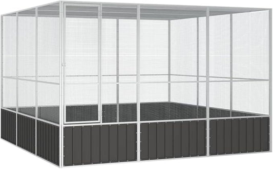 Steel Bird Cage,Large Flight King Bird Cage for Cockatiels African Grey Quaker Amazon Sun Parakeets Green Cheek Conures Pigeons Parrot Bird Cage Birdcage,Anthracite 119.1"x127.8"x83.3" -AA